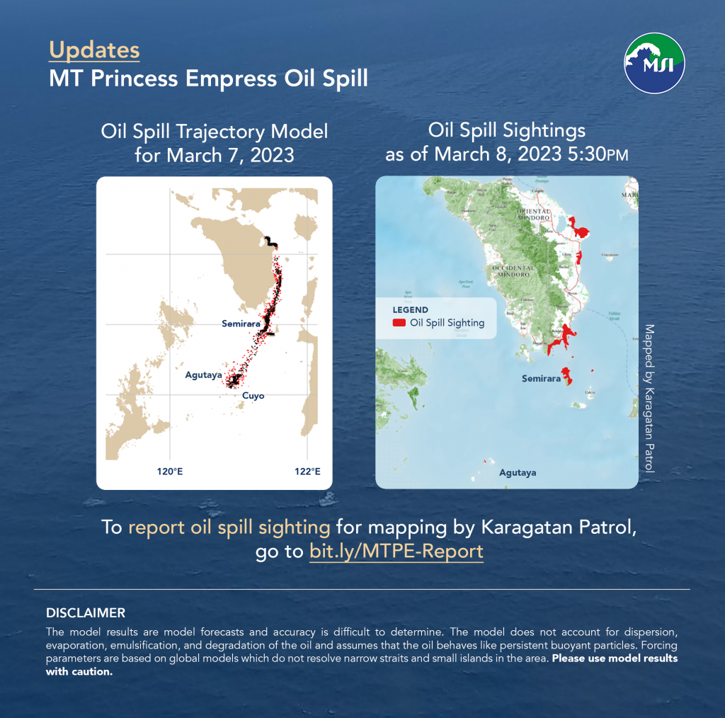Bulletin 05: Report sightings of the oil spill to Karagatan Patrol