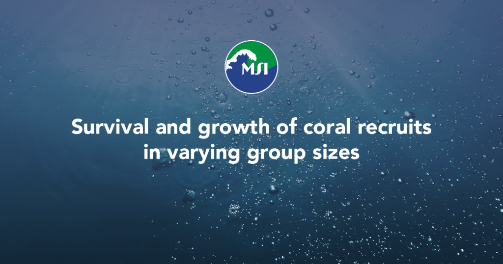 Survival and growth of coral recruits in varying group sizes
