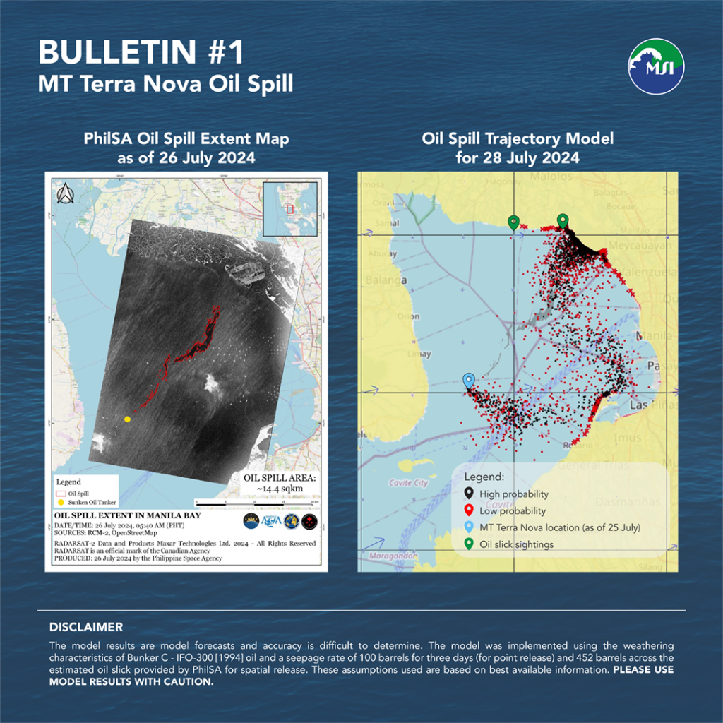 Bulletin #01: Oil spill trajectory model forecasts that spill will reach Bulacan and Cavite